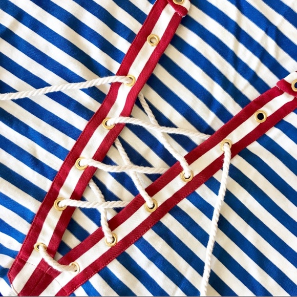 J.Crew Sammie Stripe Lace-Up Maxi Dress G3607 Baltic Red Blue Nautical Boho, S - Picture 9 of 16